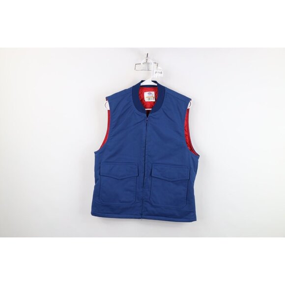 Vintage 90s Streetwear Mens Medium Distressed Quilted Mechanic Workwear Vest USA - Picture 1 of 16